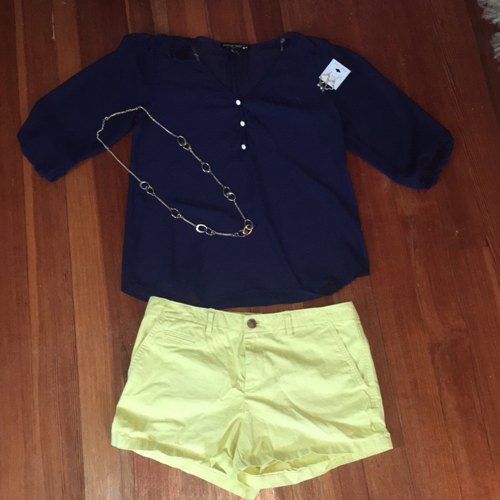 sheer navy blue half sleeve shirt